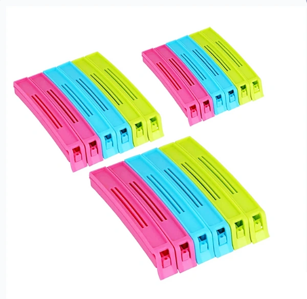 18Pc Plastic Food Snack Bag Pouch Clip Sealer for Keeping Food Fresh for Home Kitchen Camping Snack Seal Sealing Bag Clips (Multi Color) | Pouch Clip Sealer 18 Piece | Food Clips Sealer | 